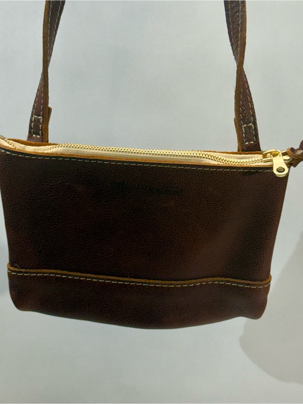 Brown Leather Crossbody Bag with Burgundy Card Sleeve. Never been used! - Picture 2 of 4